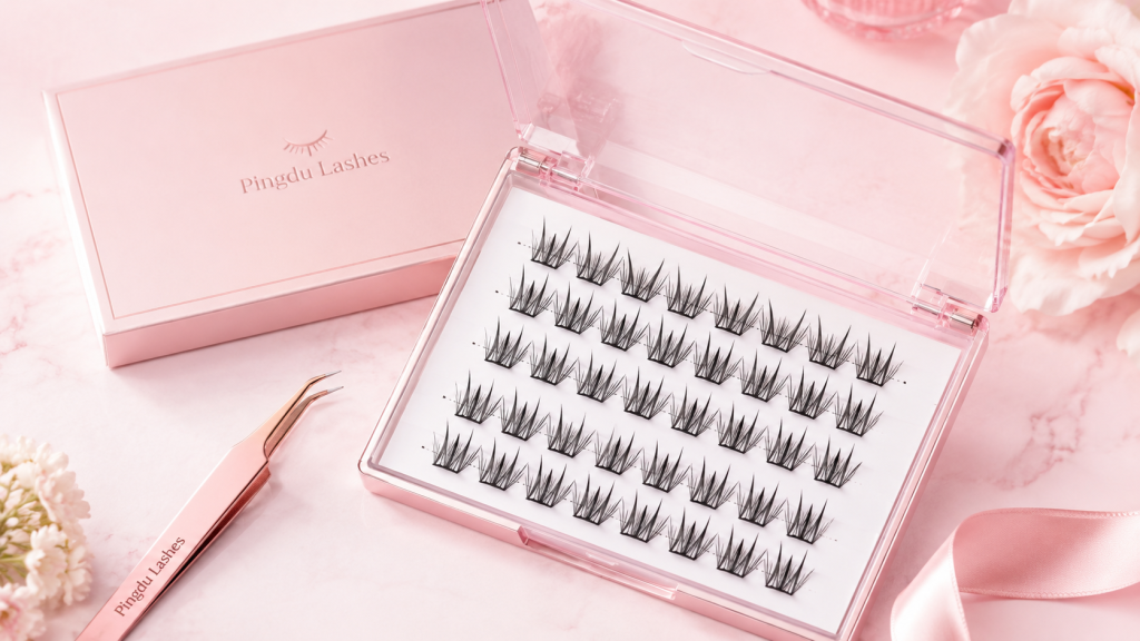 9-13mm spiky cluster lashes for round eyes