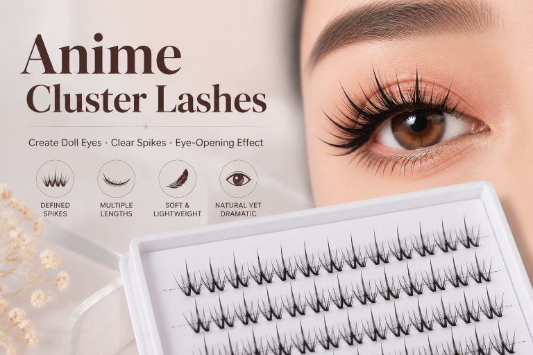 Anime cluster lashes with defined spikes for private label beauty brands