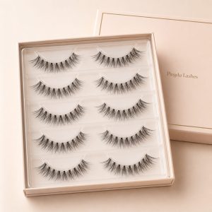 Custom 10-Pair Natural Wispy Clear Band Strip Lashes