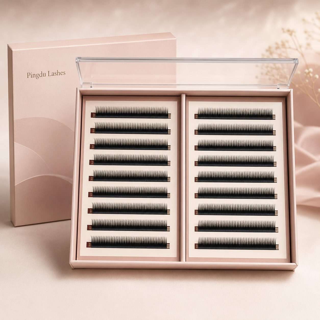 Custom 16-Row 0.07mm C Curl Easy Fan Lashes, 8–15mm
