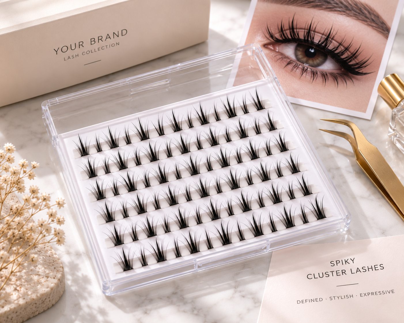 Spiky cluster lashes wholesale private label eyelashes for beauty brands