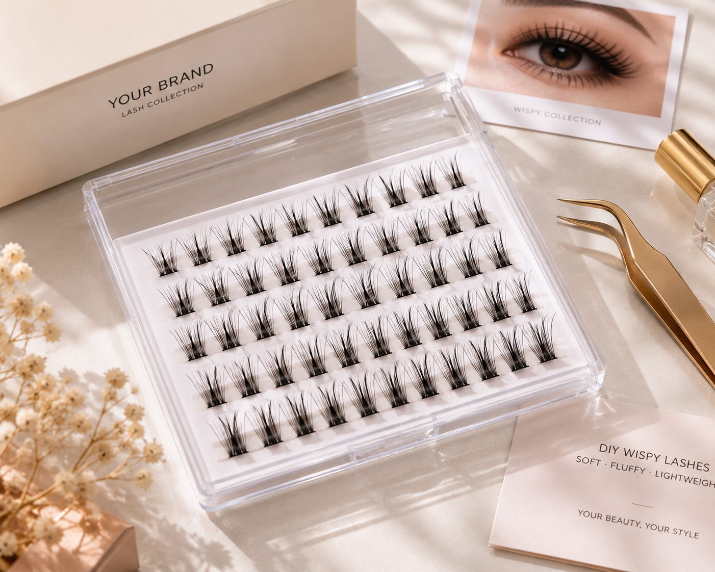 Wispy cluster lashes wholesale private label eyelashes for beauty brands
