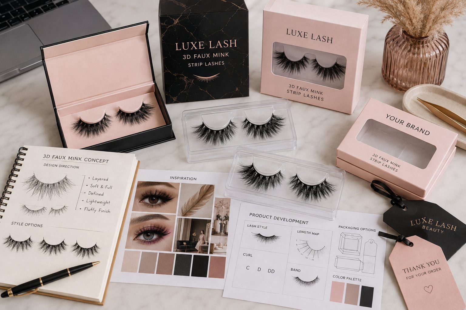 3D faux mink strip lashes wholesale private label eyelashes