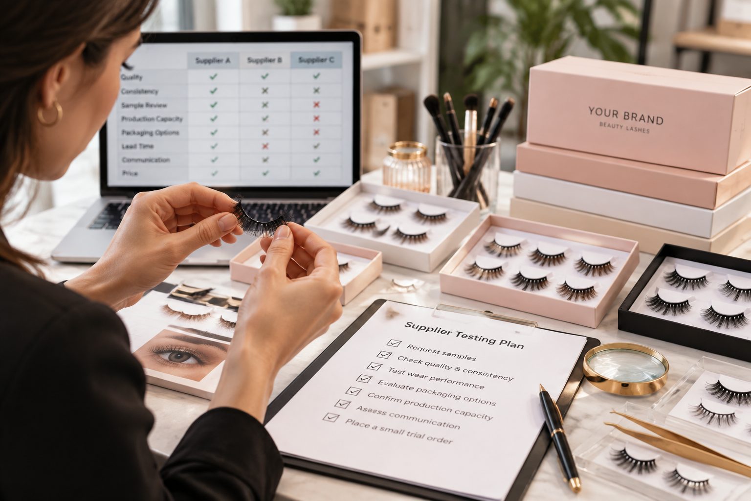 Beauty brand testing a new lash supplier before moving production orders