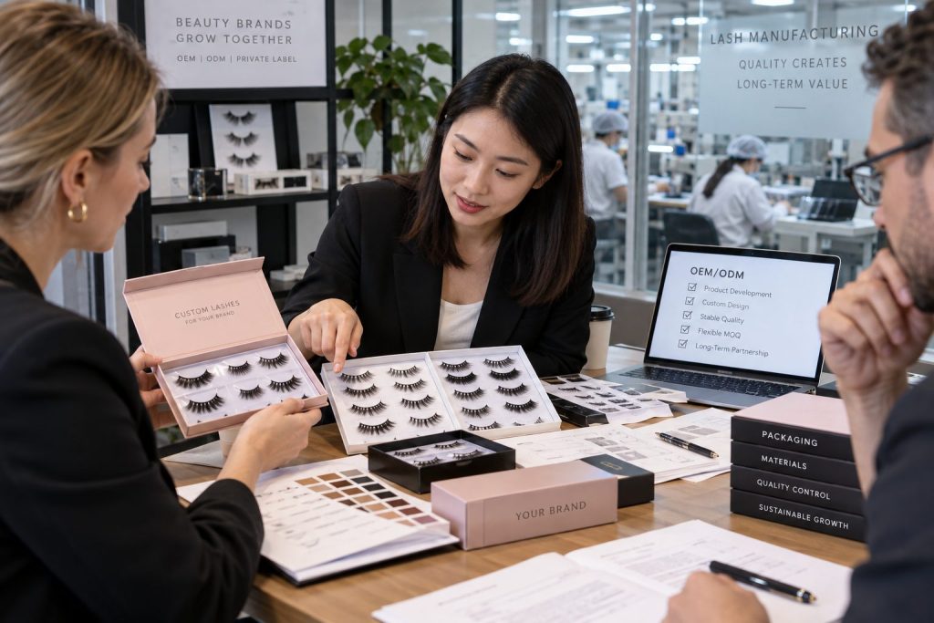 Established beauty brand evaluating an OEM lash manufacturer for long-term supply