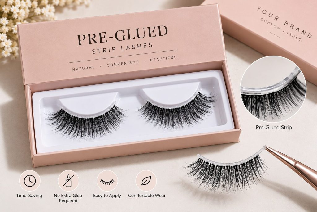 How to buy pre glued strip lashes wholesale for beauty brands