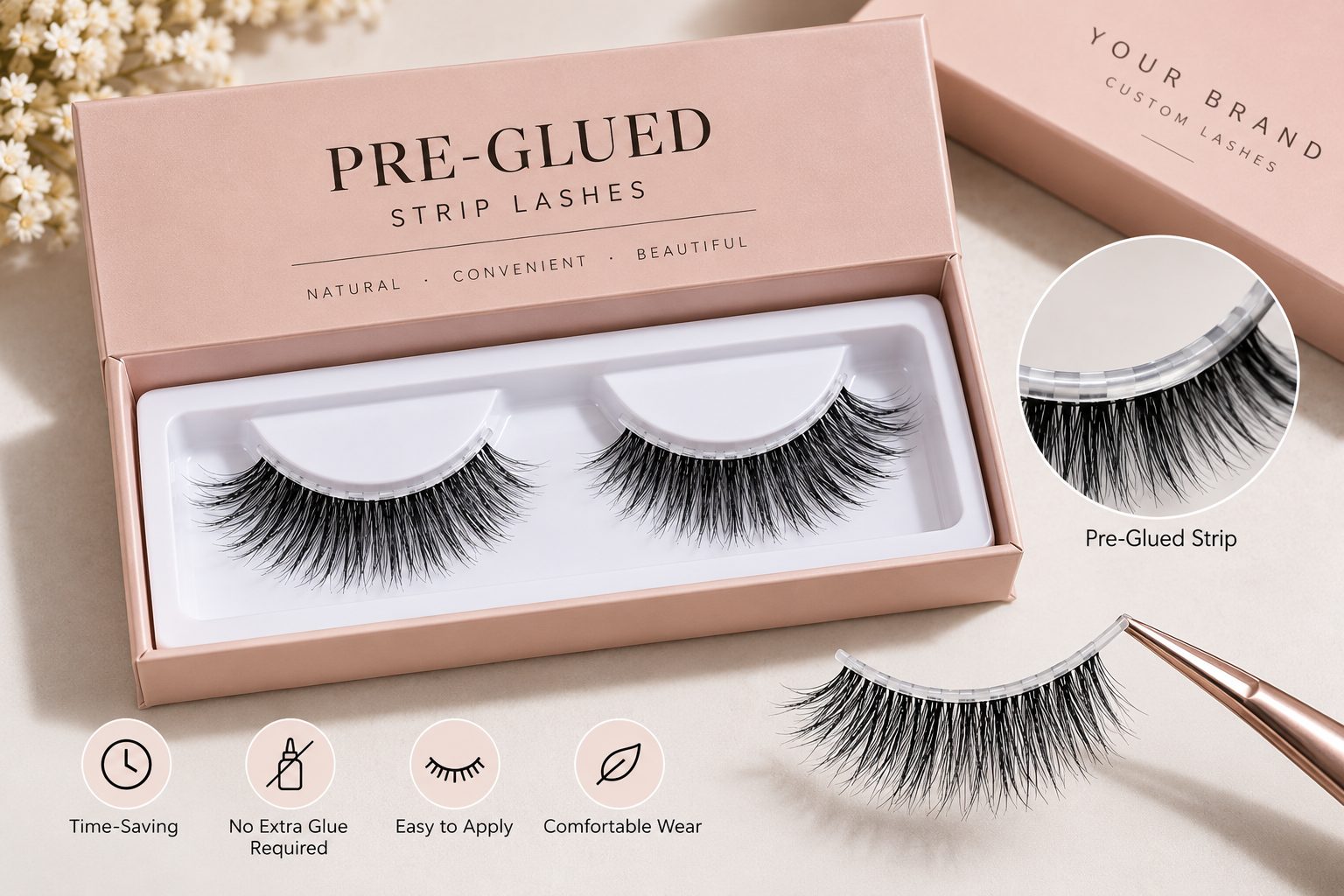 How to buy pre glued strip lashes wholesale for beauty brands