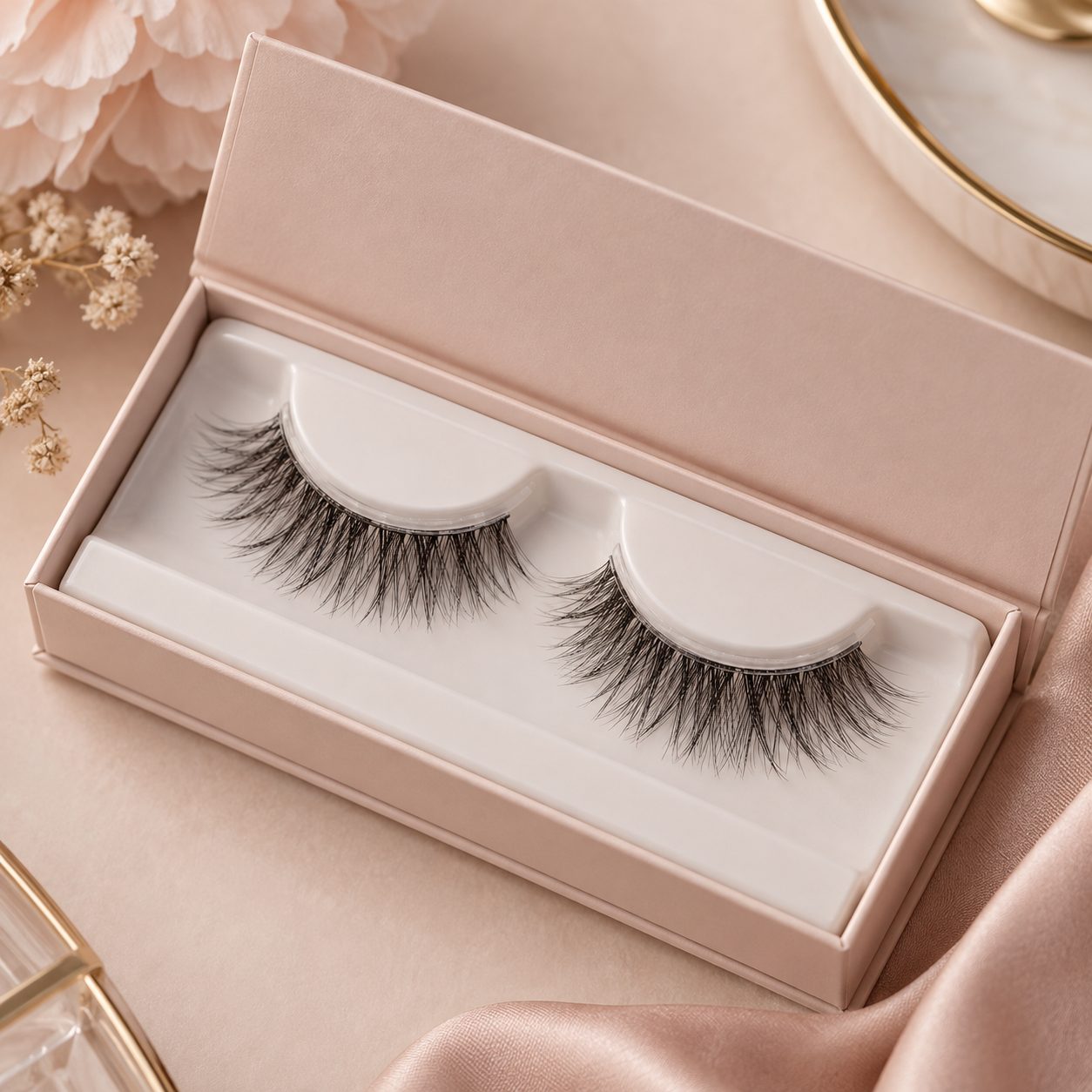 Natural wispy pre glued strip lashes for wholesale and private label brands