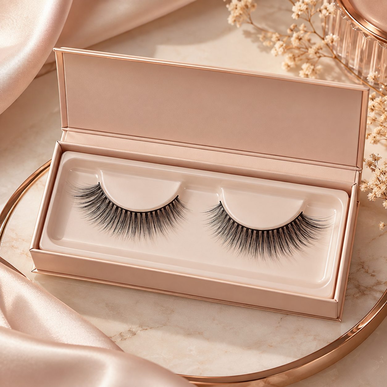 Private label extension-look strip lashes with grouped fibers and individual-style spacing for beauty brands