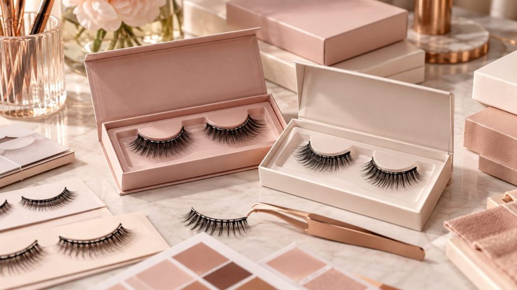 Private label reusable self adhesive strip lashes for beauty brands with custom packaging