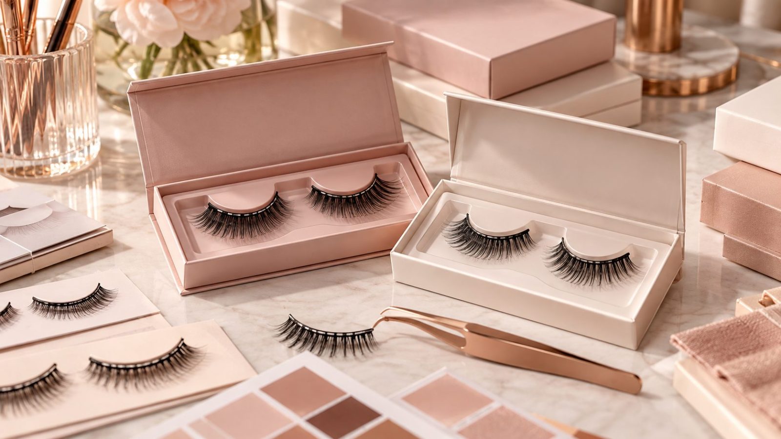 Private label reusable self adhesive strip lashes for beauty brands with custom packaging