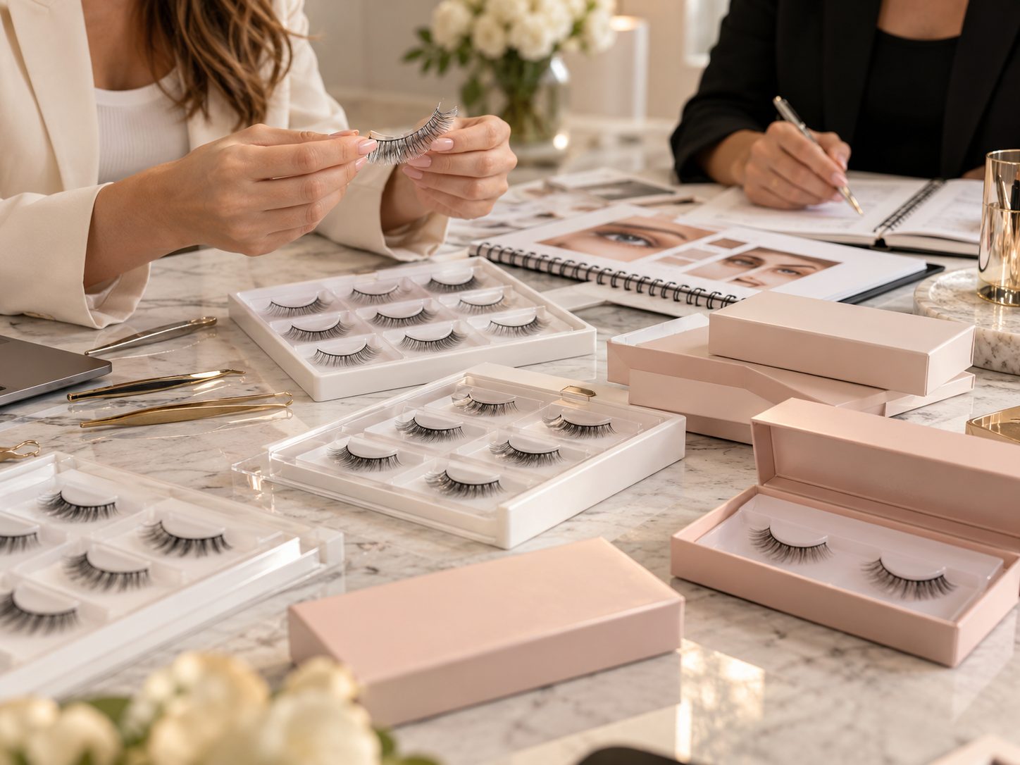 Private label ultra-thin band natural strip lashes for beauty brands
