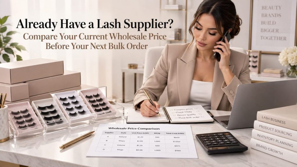 Wholesale lash buyer comparing bulk eyelash supplier prices